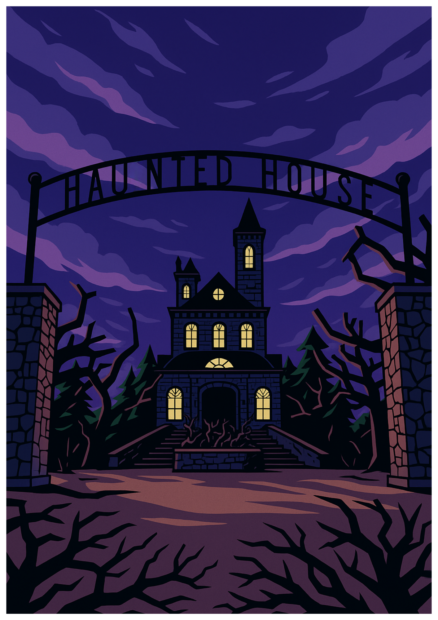 Haunted House - Vector Artwork Poster A3